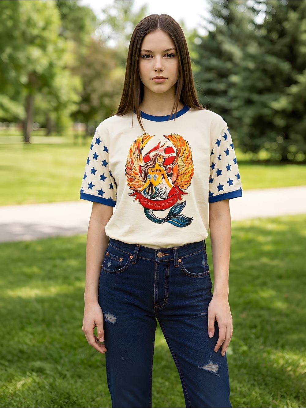 NWT!  Sabbi Very Oversized Dream Big Brenda Tee Mermaid ~ M